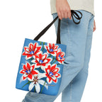 Bouquet of Red White and Blue Flowers Tote Bag with Cotton Handles For Everyday Use, 3 Sizes