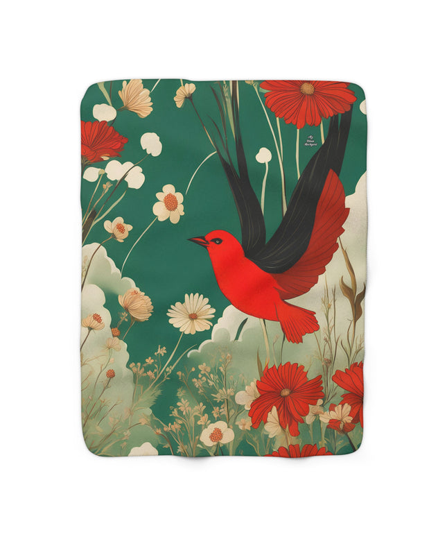 Red Bird, Sherpa Fleece Blanket for Cozy Warmth, 50"x60"