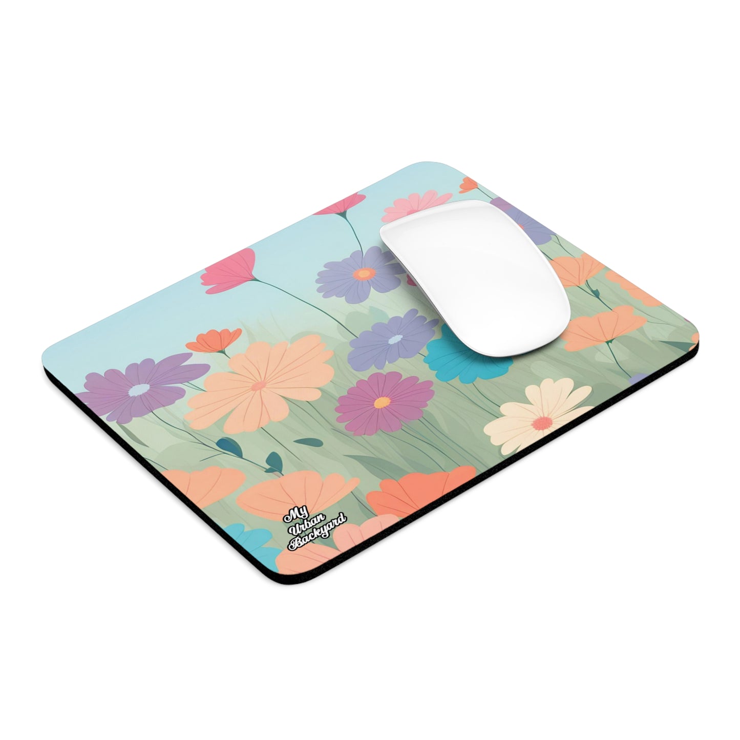 Pastel Wildflowers, Computer Mouse Pad - for Home or Office
