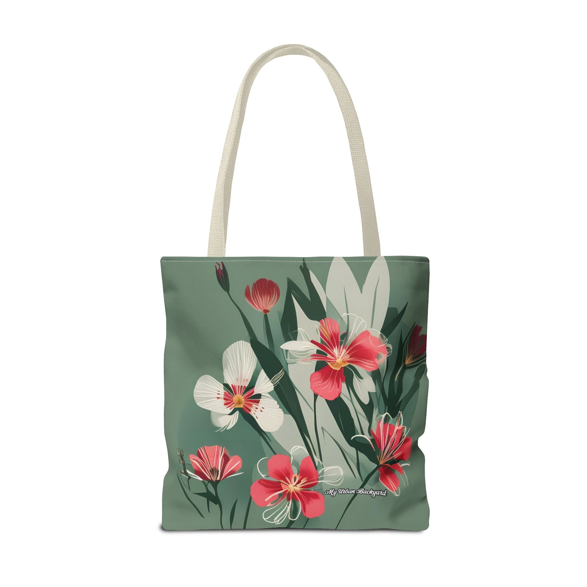 White and Red Wildflowers Tote Bag with Cotton Handles For Everyday Use, 3 Sizes