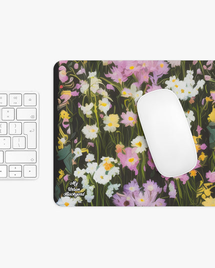 Computer Mouse Pad with Non-slip rubber bottom for Home or Office - Soft Wildflowers