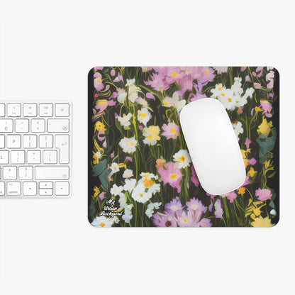 Computer Mouse Pad with Non-slip rubber bottom for Home or Office - Soft Wildflowers
