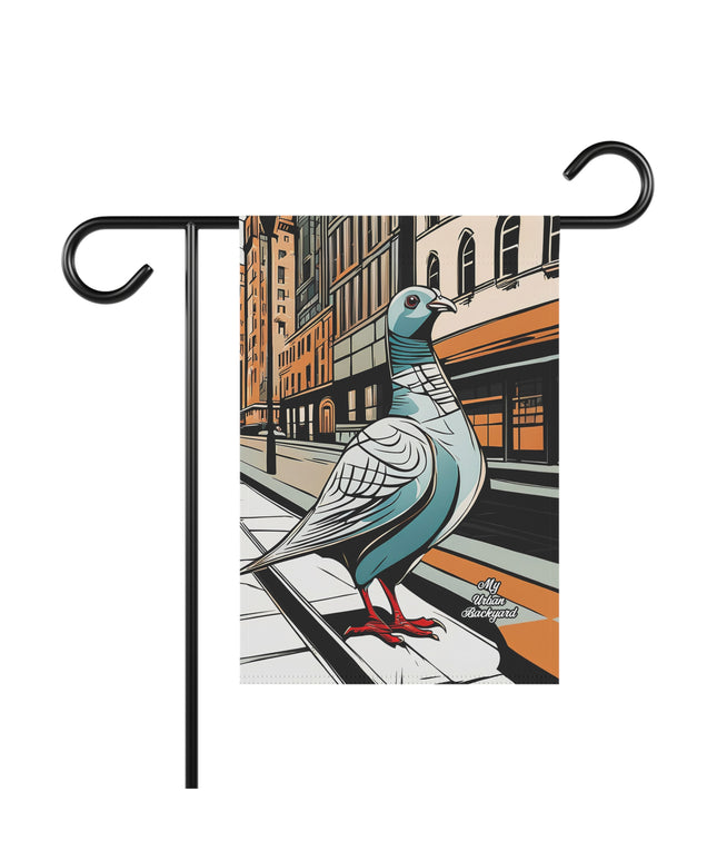 Pigeon on a City Street, Garden Flag for Yard, Patio, Porch, or Work, 12"x18" - Flag only