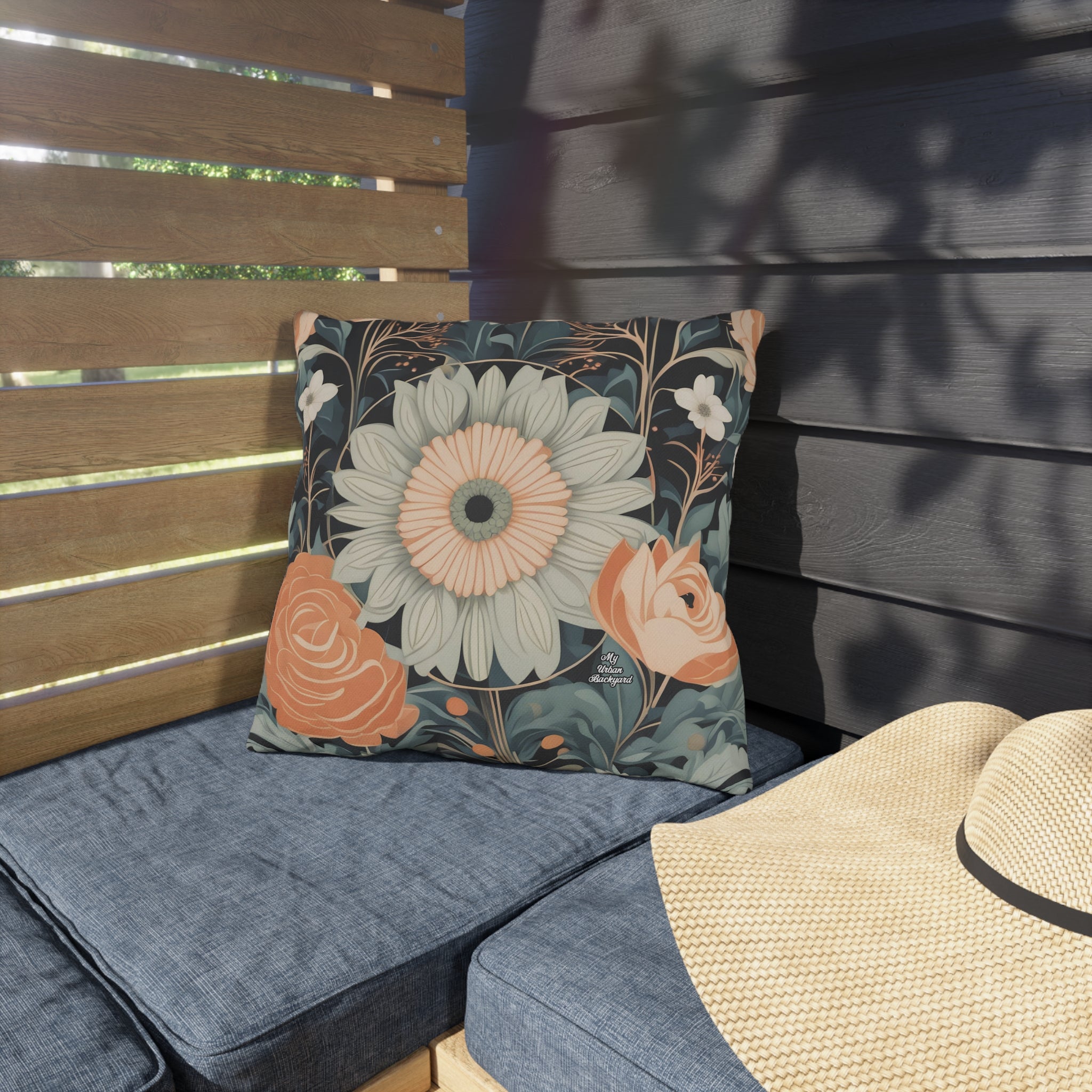 Wildflowers, Blue accent color, Throw Pillow