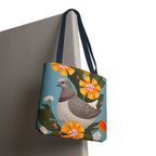Pigeon and Yellow Flowers Tote Bag with Cotton Handles For Everyday Use, 3 Sizes