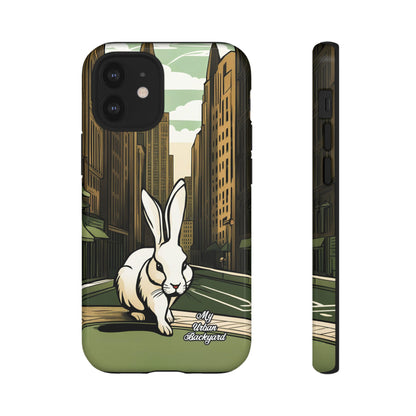 White Rabbit on a City Street, Cell Phone Case - Apple, Samsung, or Google Pixel