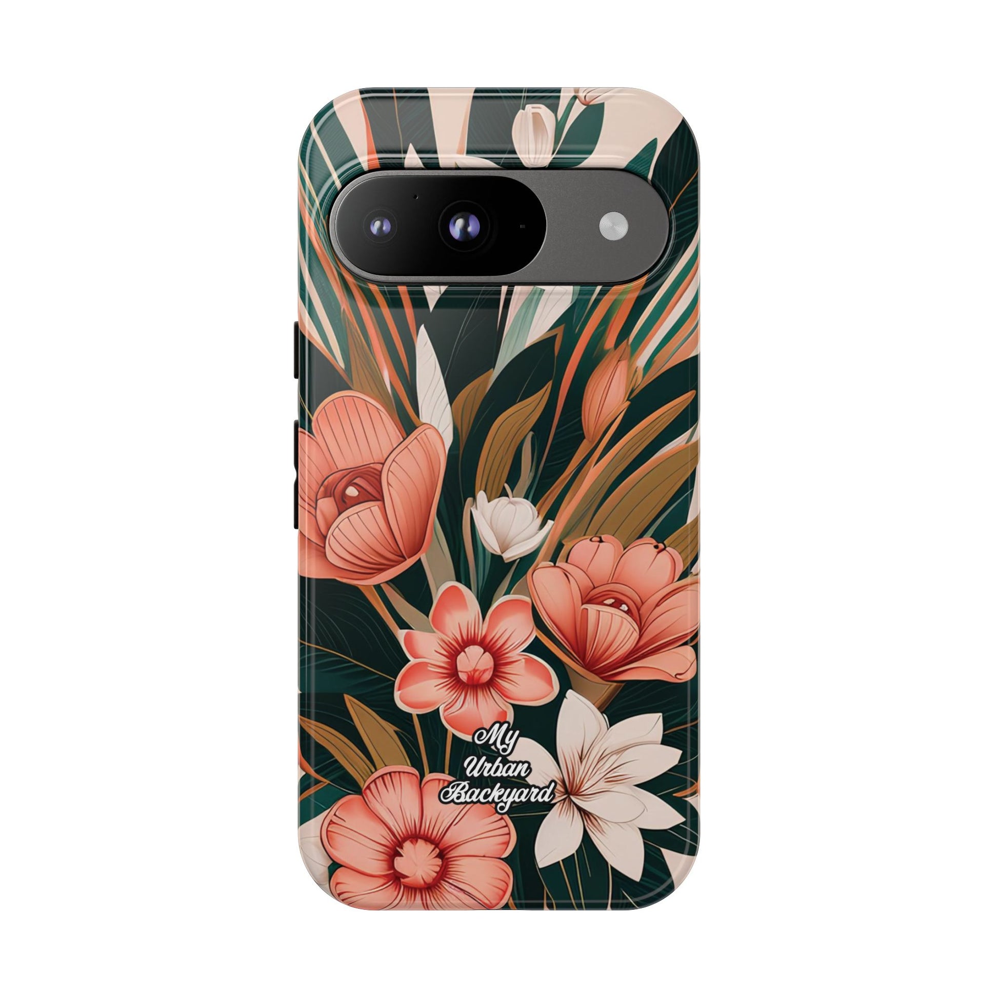 Peach Art Deco Flowers, Cell Phone Case - Apple, Samsung, Google Pixel
