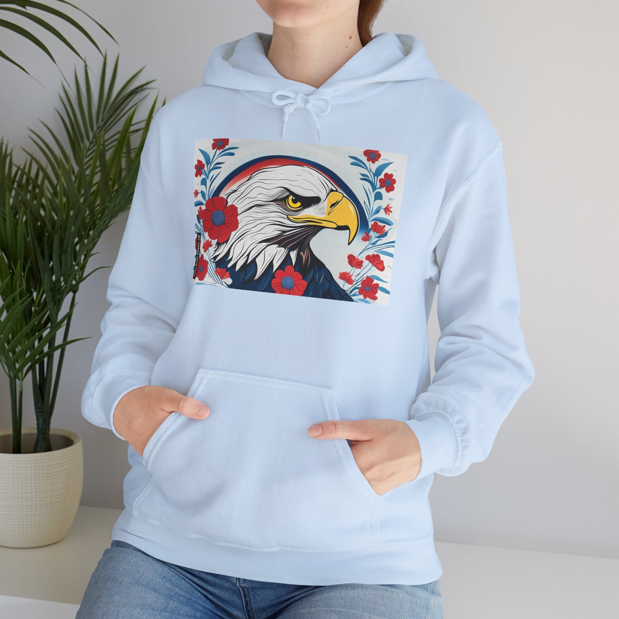 Bald Eagle Floral Hoodie - Unisex Sweatshirt, Nature Lover Gift, Patriotic Apparel, Cozy Outfit for All Seasons, Unique Design