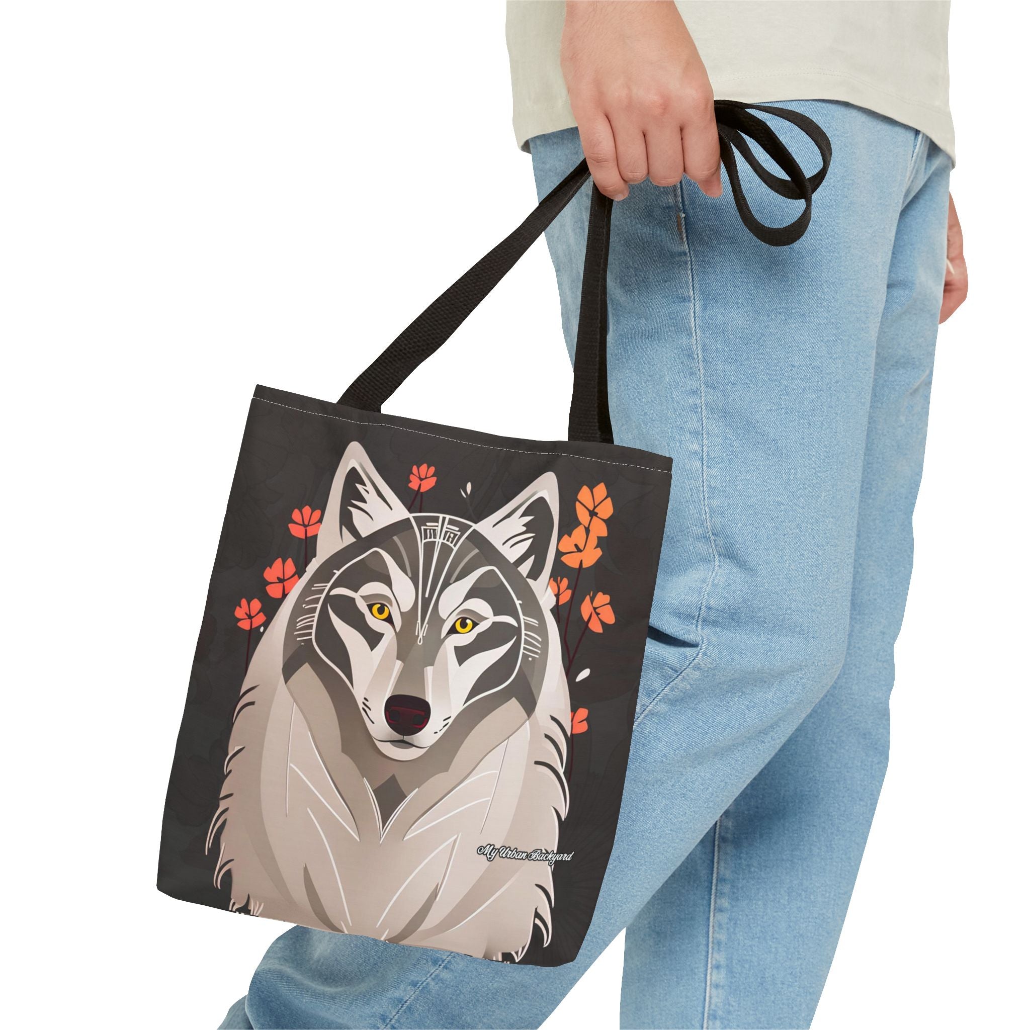 Art Deco Wolf Tote Bag with Cotton Handles For Everyday Use, 3 Sizes