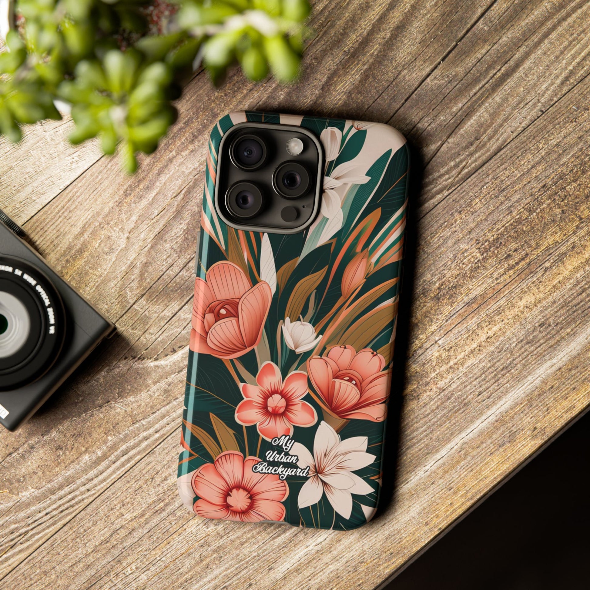 Peach Art Deco Flowers, Cell Phone Case - Apple, Samsung, Google Pixel