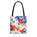 Red White & Blue Flowers Tote Bag with Cotton Handles For Everyday Use, 3 Sizes