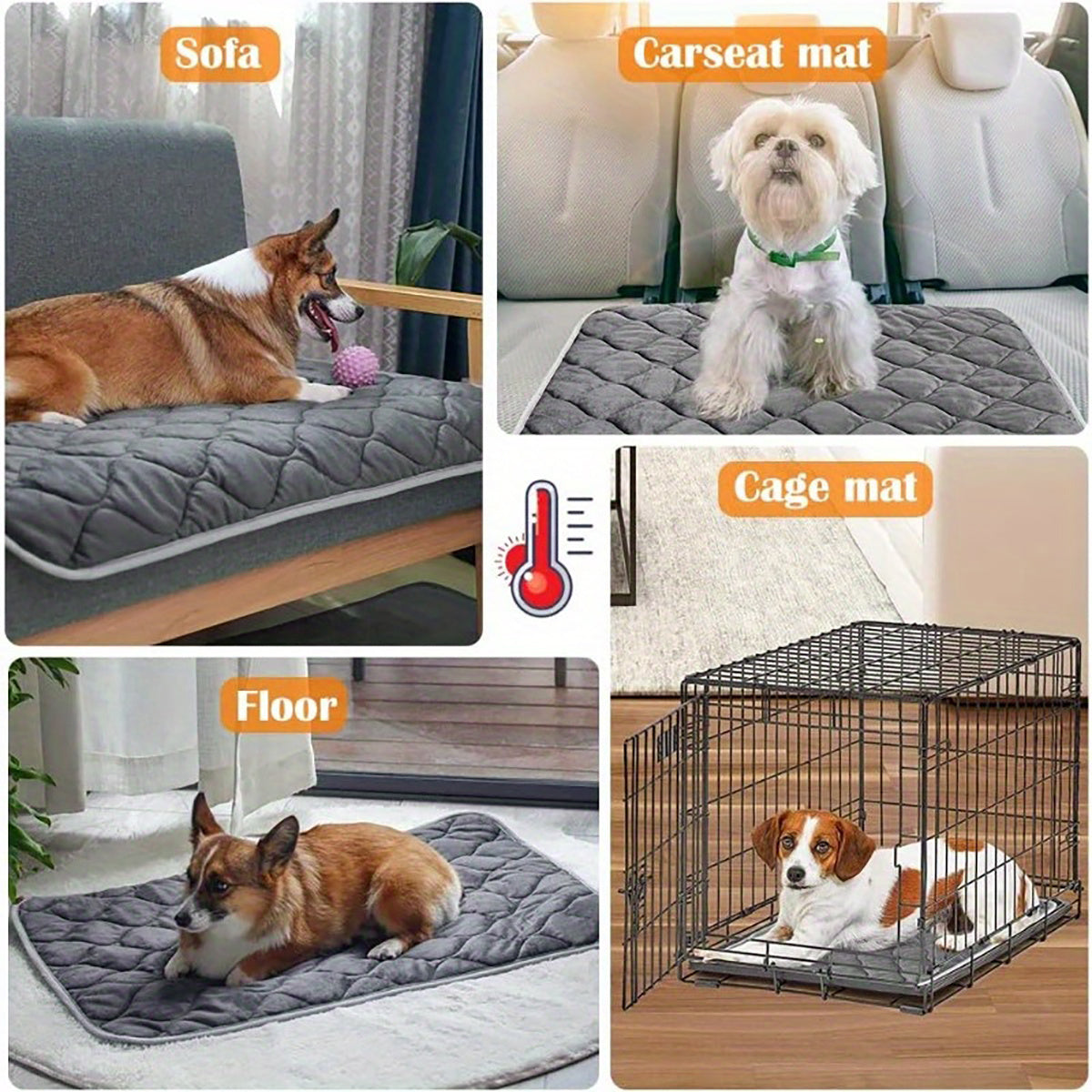 Extra Warm Thermal Pet Crate Pad, Self-Heating Thermal Pet Mat, For Dogs And Cats, Washable, Non-Slip Bottom