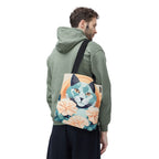 Leo Bluemane Floral Cat Tote Bag