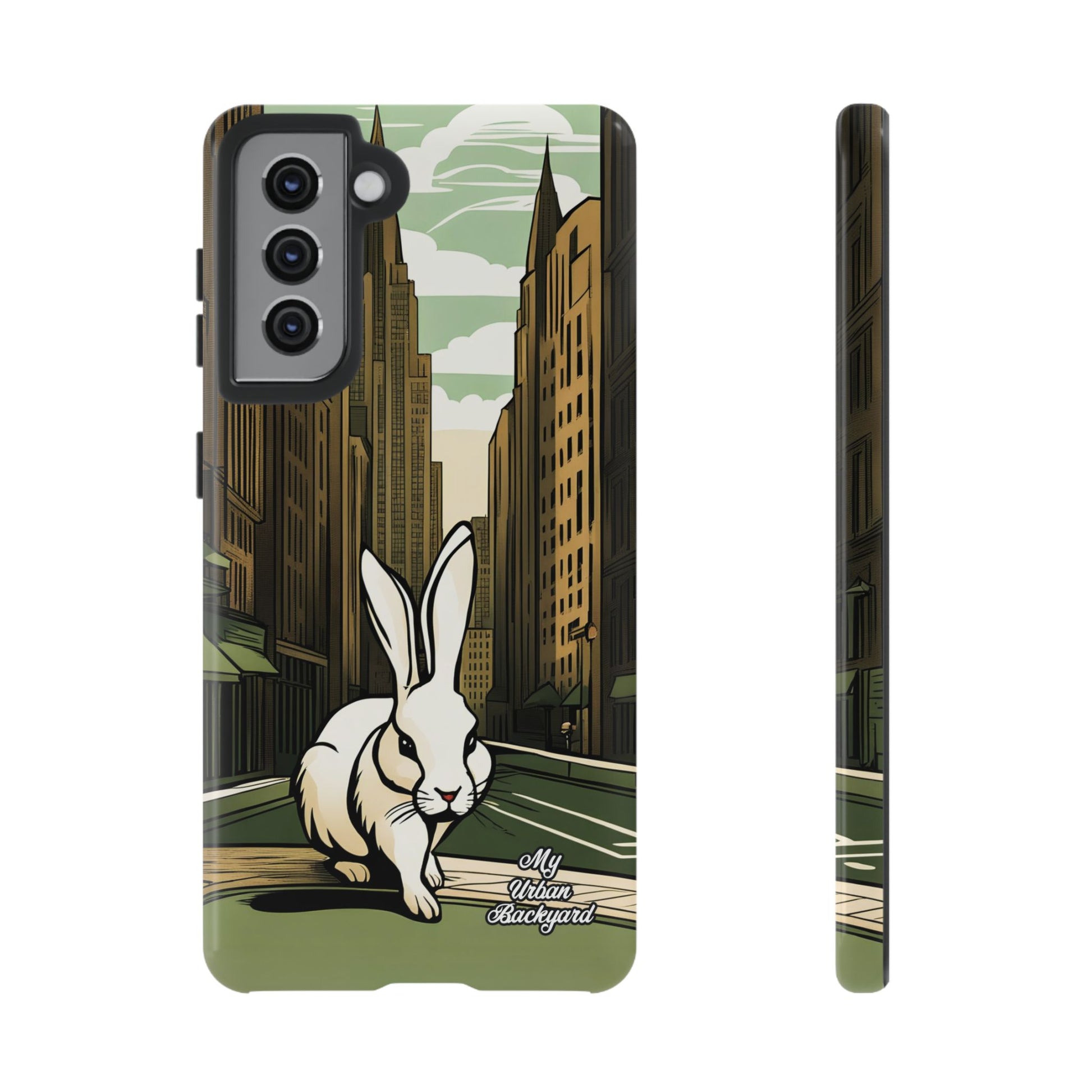 White Rabbit on a City Street, Cell Phone Case - Apple, Samsung, or Google Pixel