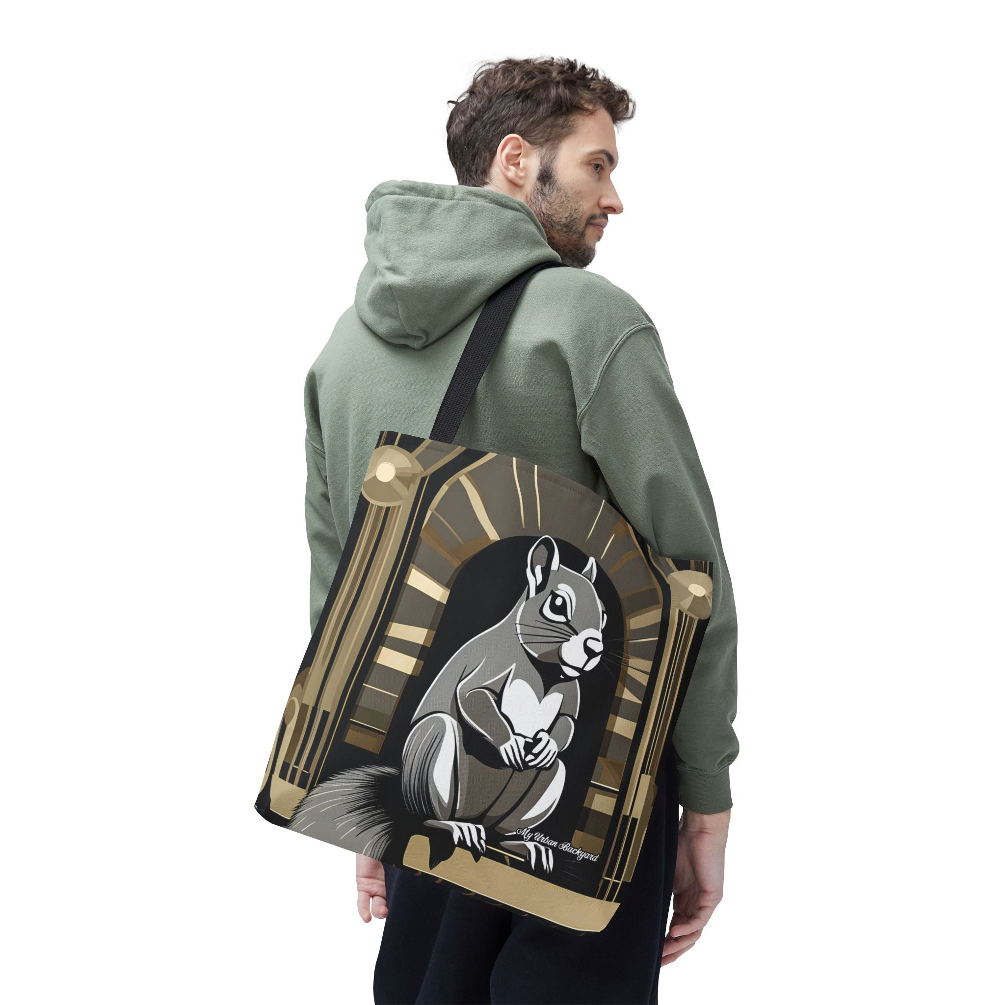 Art Deco Squirrel, Tote Bag with Cotton Handles For Everyday Use, 3 Sizes