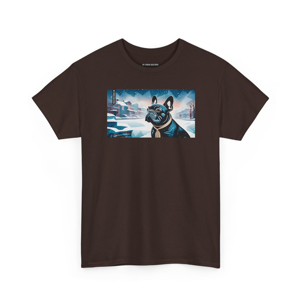 French Bulldog, Winter Graphic Tee, Unisex T-Shirt, Nature Lover Gift, Animal Art Top, Casual Wear