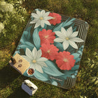 Floral Picnic Blanket - Perfect for Outdoor Gatherings and Celebrations, Water-Resistant Bottom, 51" × 61"
