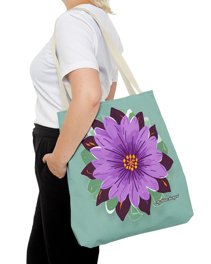 Purple Flower Tote Bag with Cotton Handles For Everyday Use, 3 Sizes