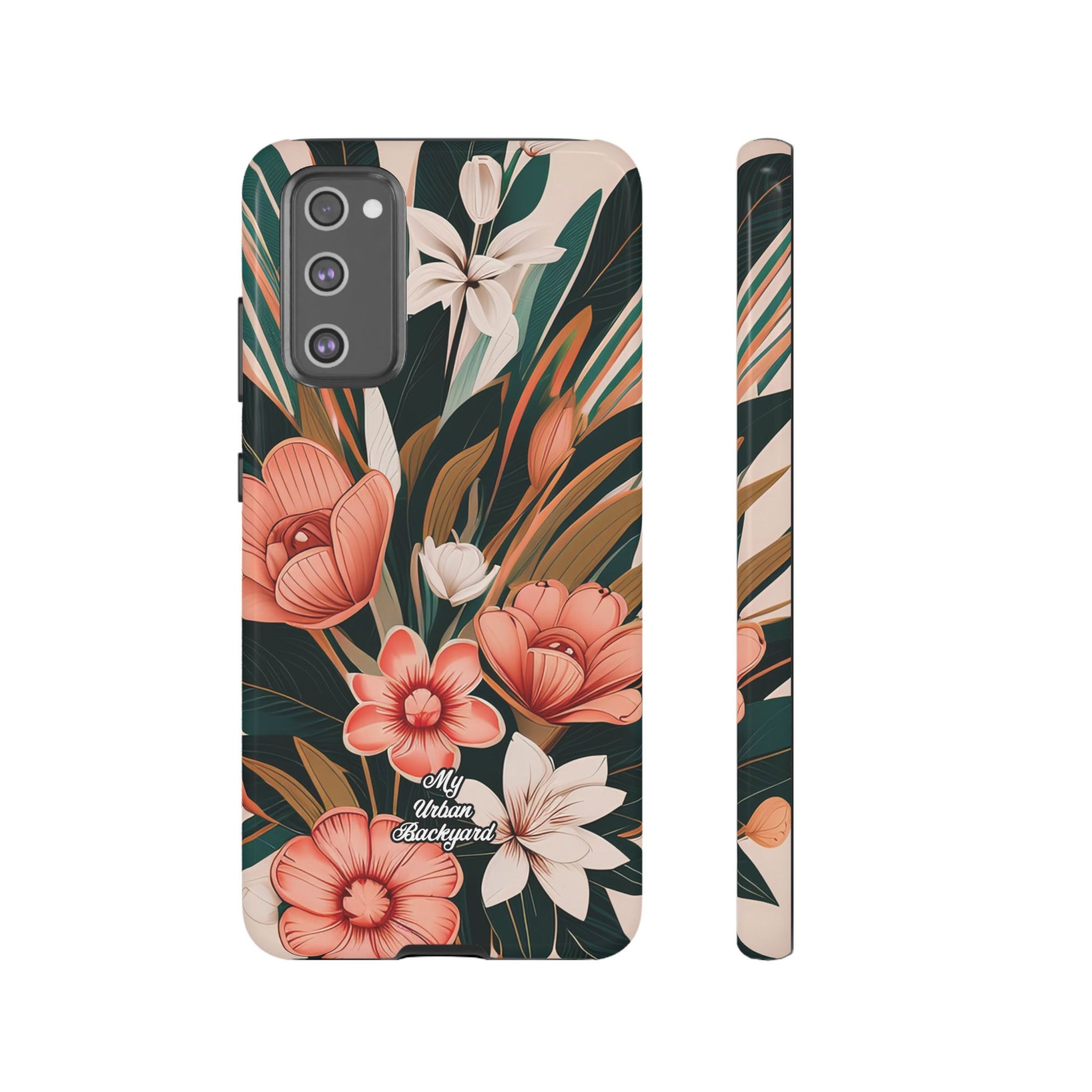 Peach Art Deco Flowers, Cell Phone Case - Apple, Samsung, Google Pixel