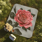 Single Rose Flower, Cozy Outdoor Picnic Blanket, Water-Resistant Bottom, 51" × 61"