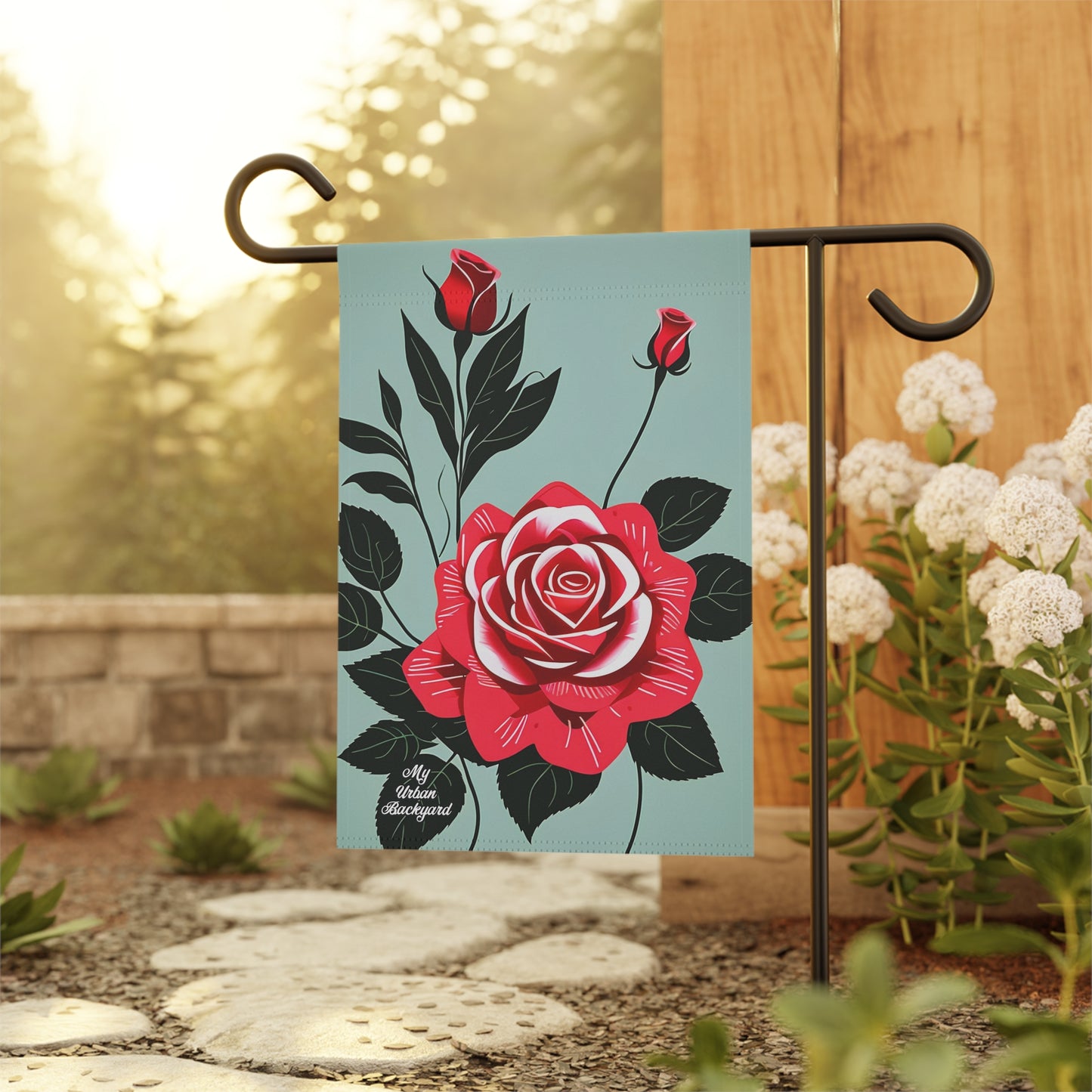 Red Roses, Garden Flag for Yard, Patio, Porch, or Work, 12"x18" - Flag only
