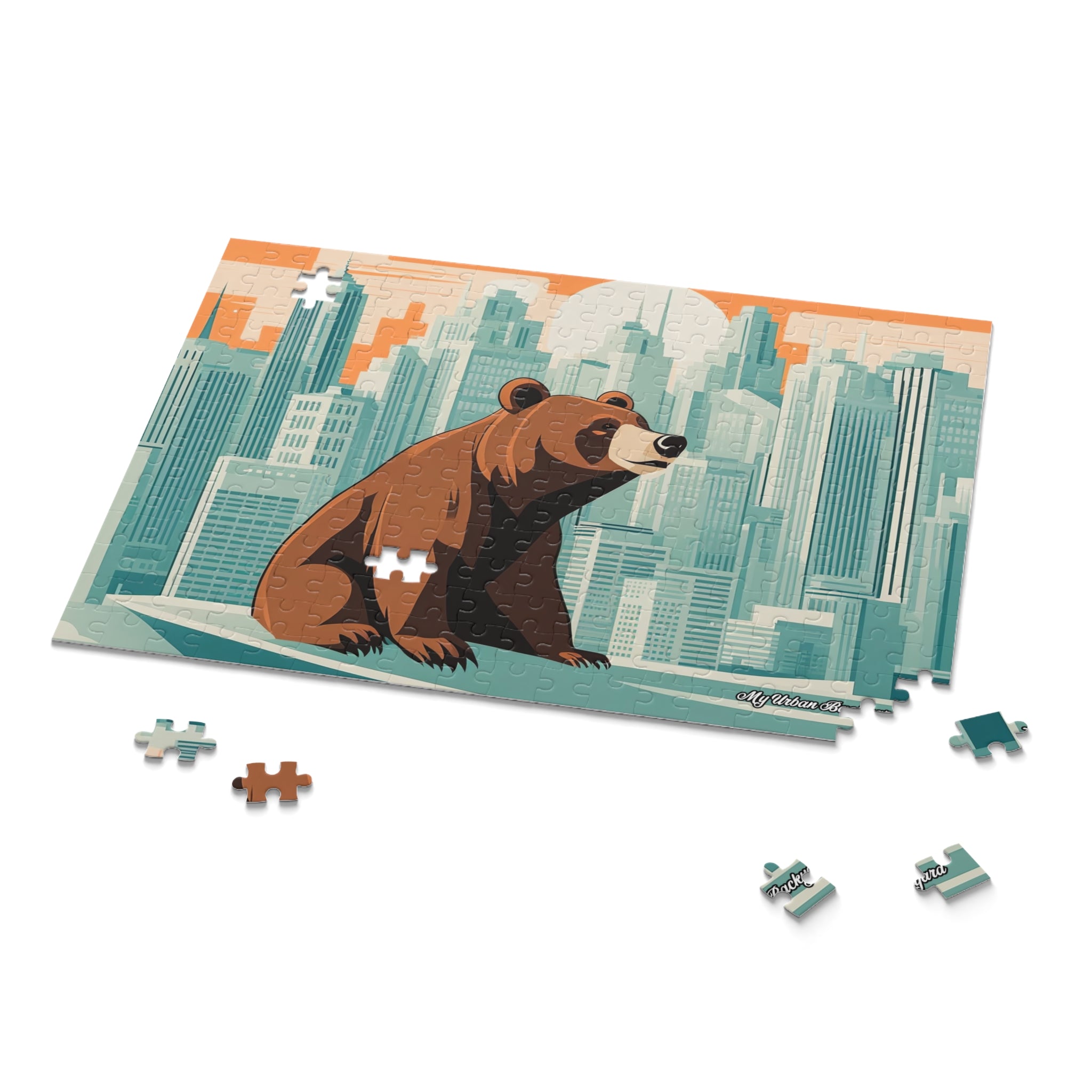 Urban Bear Jigsaw Puzzle, Family Fun Activity, Art Decor, Gift for Nature Lovers, Home Entertainment, (120, 252, or 500-Piece)