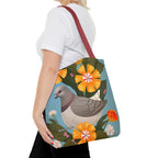 Pigeon and Yellow Flowers Tote Bag with Cotton Handles For Everyday Use, 3 Sizes