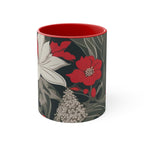 Red and White Flowers, Ceramic Coffee Mug