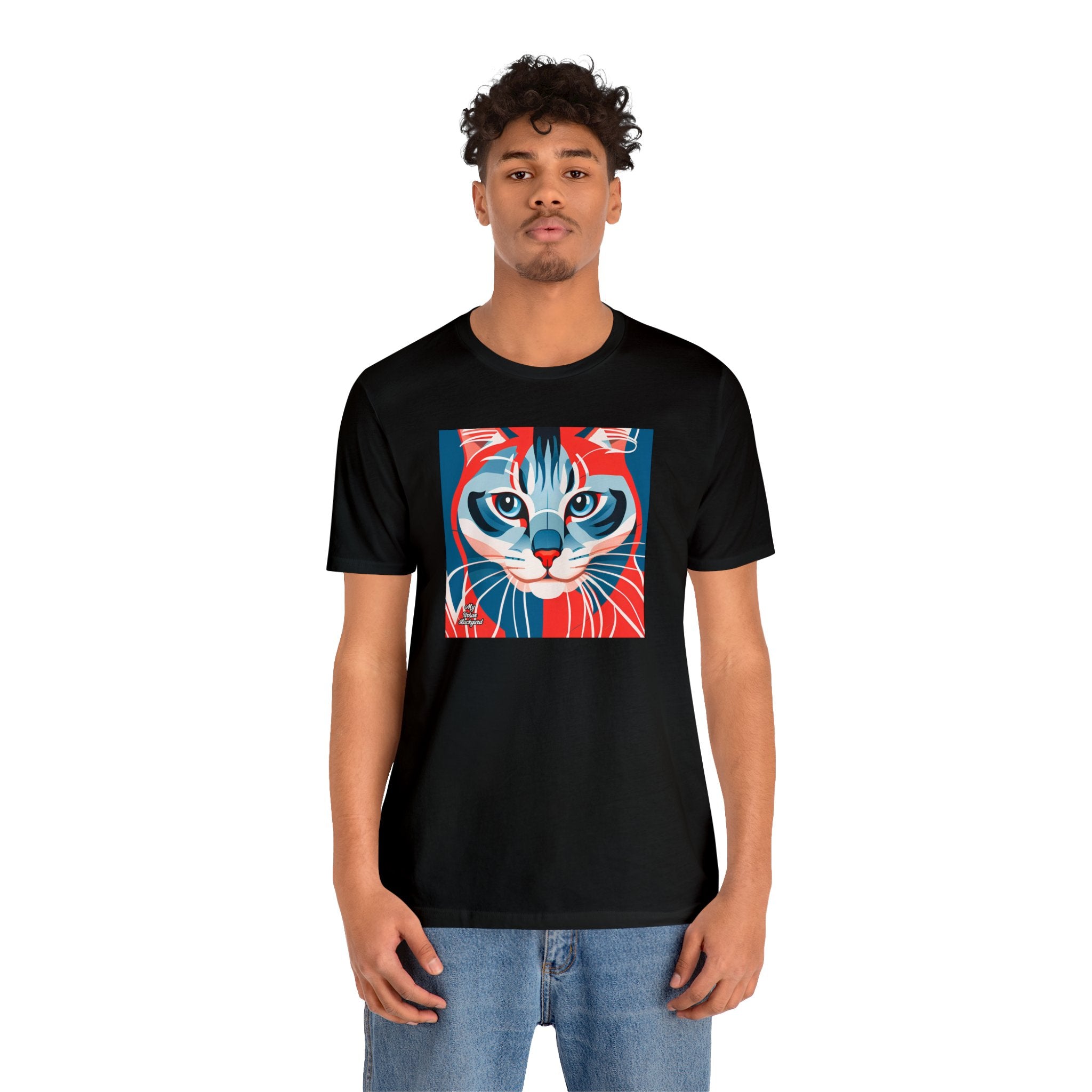 Red White and Blue Cat, Soft 100% Jersey Cotton T-Shirt, Unisex, Short Sleeve, Retail Fit