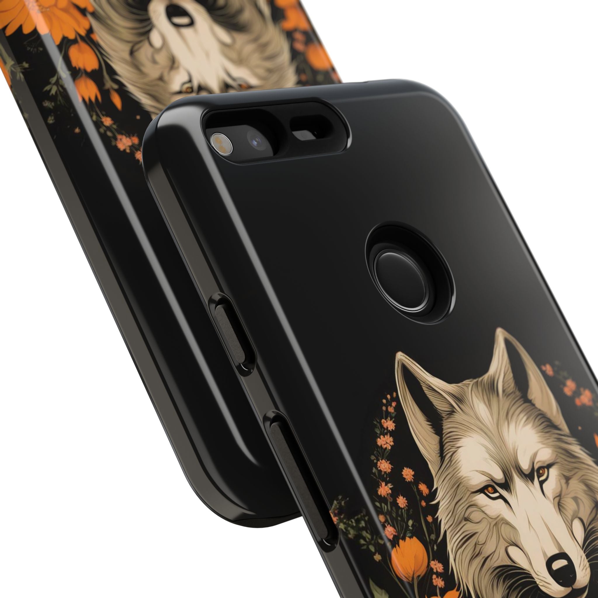 Wolf with Flowers, Animal Cell Phone Case - Apple, Samsung, Google Pixel
