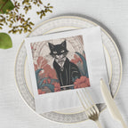 Tuxedo Cat with Flowers Napkins
