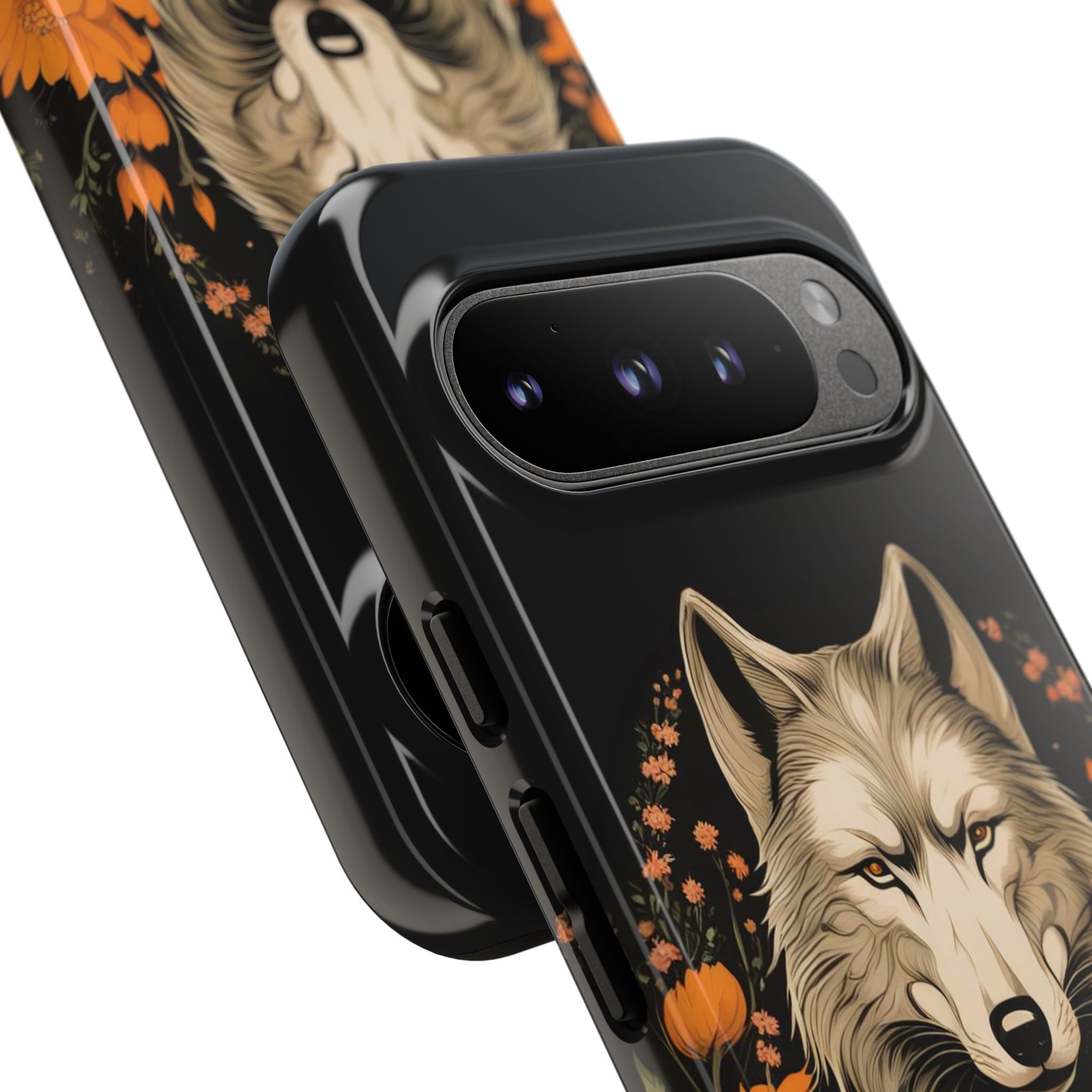 Wolf with Flowers, Animal Cell Phone Case - Apple, Samsung, Google Pixel