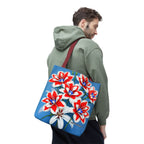 Bouquet of Red White and Blue Flowers Tote Bag with Cotton Handles For Everyday Use, 3 Sizes