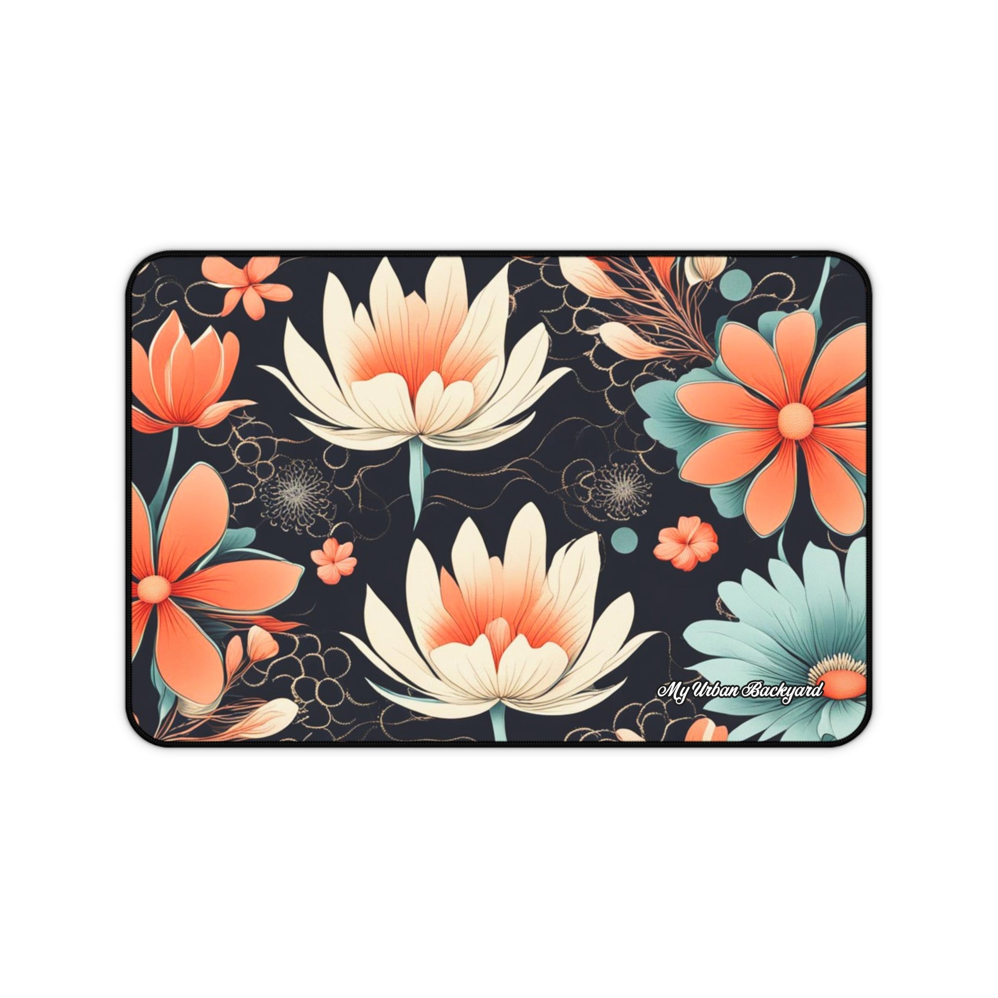 Water Lily Flowers Desk Mat - Colorful Workspace Decor, Great for Home Office, Gift for Students, Unique Mouse Pad, Pretty Desk Accessories, 3 Sizes