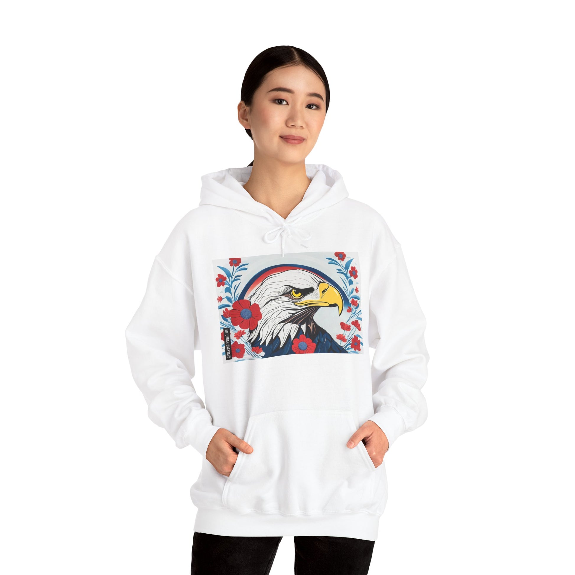 Bald Eagle Floral Hoodie - Unisex Sweatshirt, Nature Lover Gift, Patriotic Apparel, Cozy Outfit for All Seasons, Unique Design