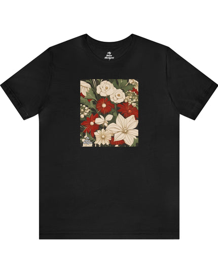 Red & White Flowers, Soft 100% Jersey Cotton T-Shirt, Unisex, Short Sleeve, Retail Fit