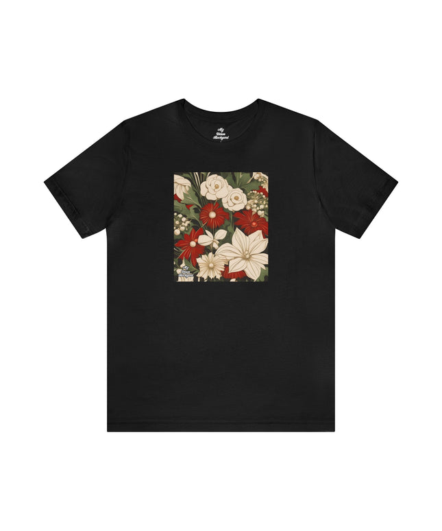 Red & White Flowers, Soft 100% Jersey Cotton T-Shirt, Unisex, Short Sleeve, Retail Fit