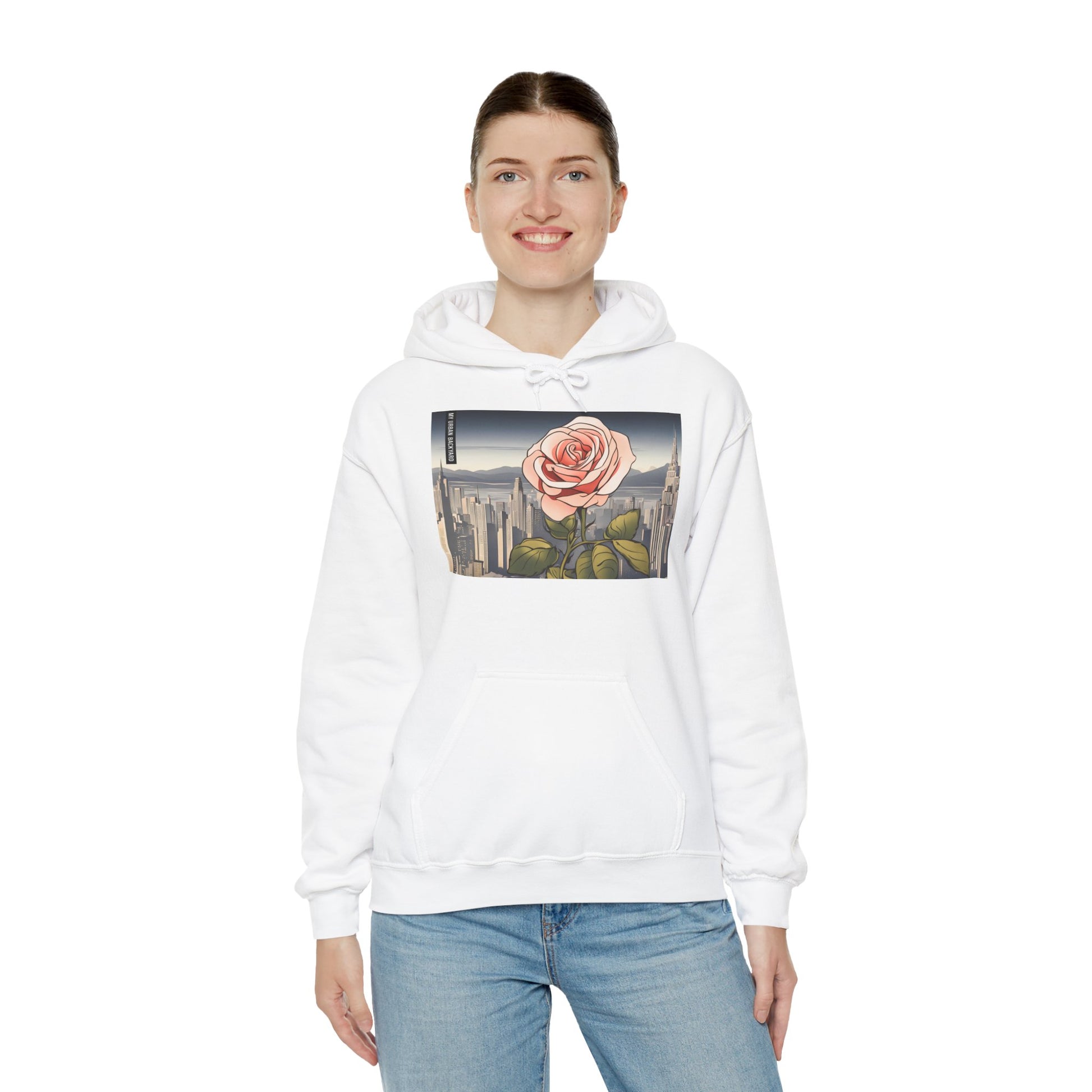 City Rose Unisex Hoodie - Cozy Gift for Plant Lovers, Floral Sweatshirt for Spring, Comfortable Everyday Wear, Birthday Present