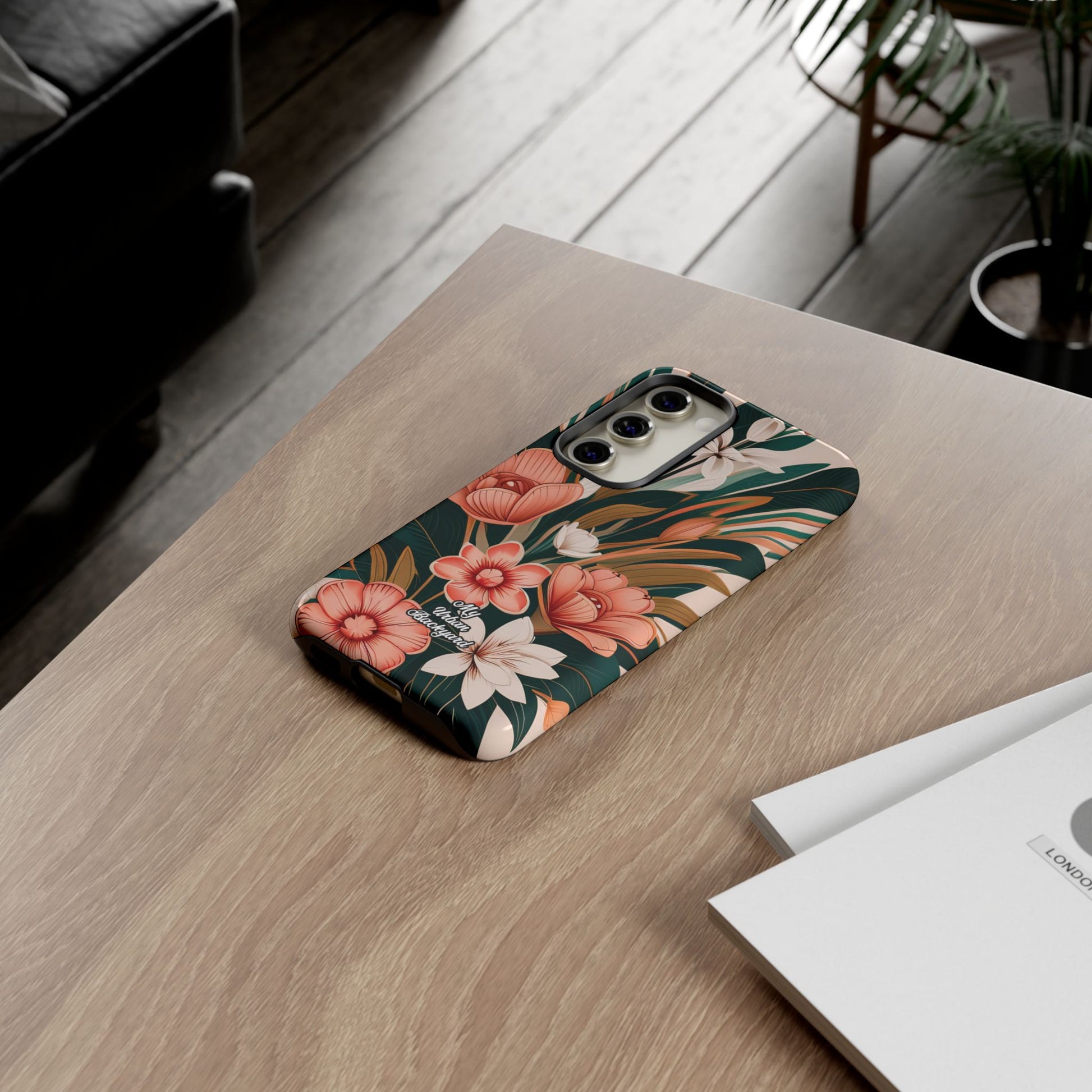 Peach Art Deco Flowers, Cell Phone Case - Apple, Samsung, Google Pixel