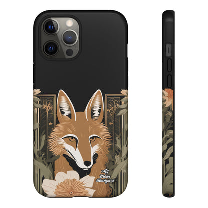 Art Deco Coyote with Flower, Cell Phone Case - Apple, Samsung or Google Pixel