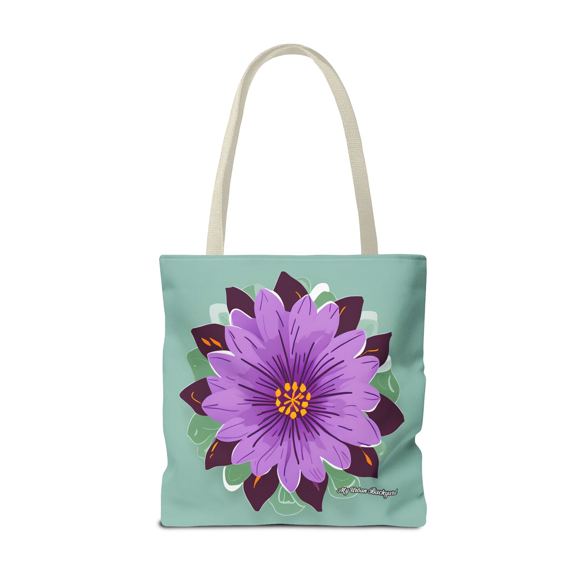 Purple Flower Tote Bag with Cotton Handles For Everyday Use, 3 Sizes