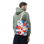 Red White & Blue Flowers Tote Bag with Cotton Handles For Everyday Use, 3 Sizes