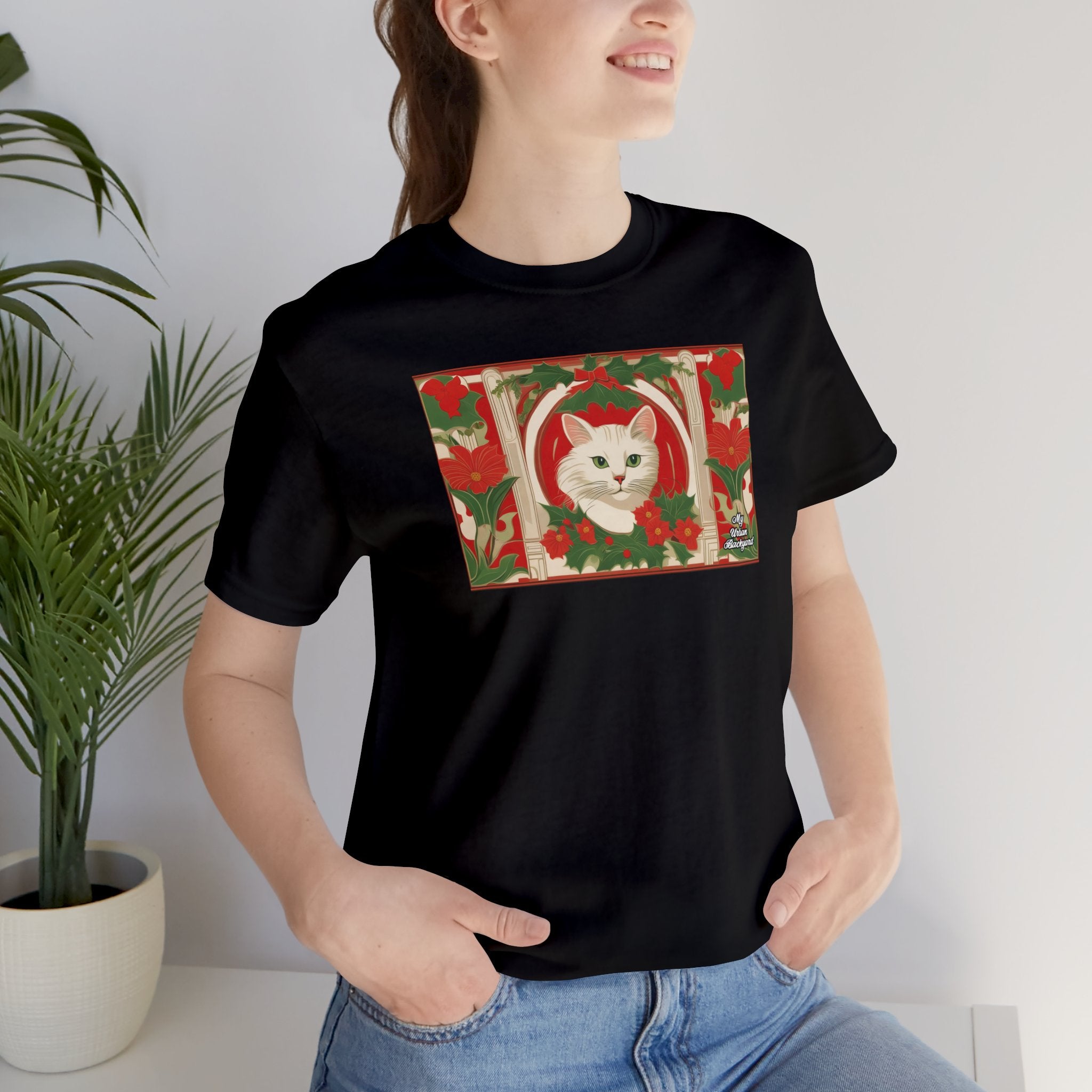 Soft T-Shirt, 100% Jersey Cotton, Unisex - Holiday Cat