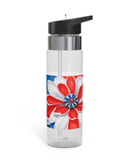 Red White & Blue Flowers, 20oz Sport Water Bottle, BPA-Free, Tritan™ plastic