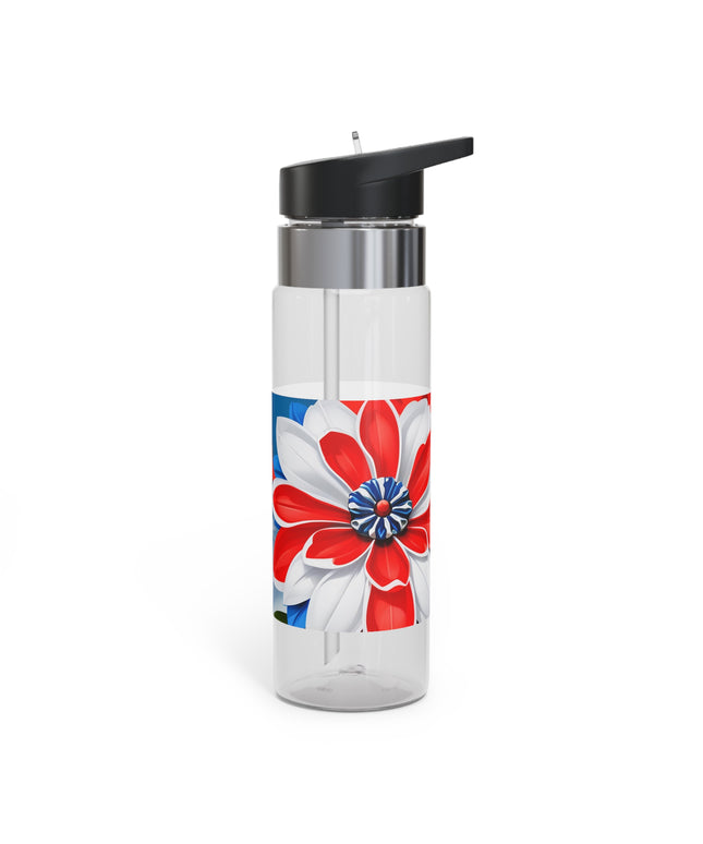 Red White & Blue Flowers, 20oz Sport Water Bottle, BPA-Free, Tritan™ plastic