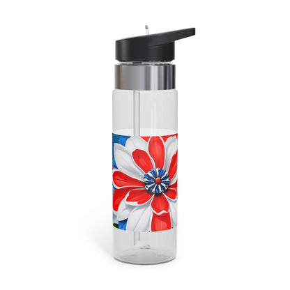 Red White & Blue Flowers, 20oz Sport Water Bottle, BPA-Free, Tritan™ plastic