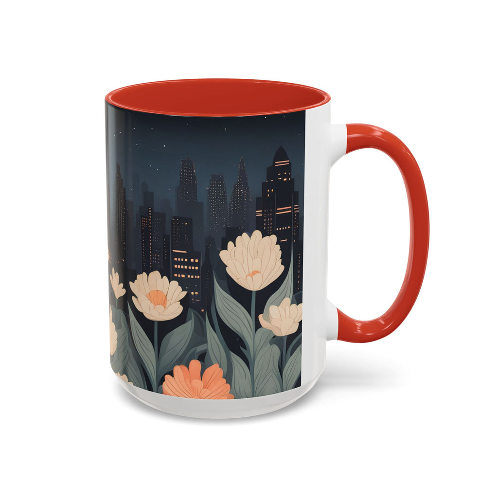 Cityscape Floral Accent Coffee Mug, Gift for Animal Lovers, Vintage Style, Perfect for Any Occasion