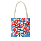 Bouquet of Red White and Blue Flowers Tote Bag with Cotton Handles For Everyday Use, 3 Sizes
