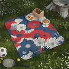 Patriotic Floral Picnic Blanket - Outdoor Blanket for Family Gatherings, Beach Days, Festivals, Camping, and Summer Celebrations, 51" × 61"