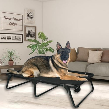 M JJYPET Elevated Raised Small Meduim Dog Bed Cots,Cooling Foldable No Assembly Need Pet Hammock Bed with Breathable Mesh, Indoor Outdoor Dog Pet Bed for Small Meduim Dogs, Chew Proof, Black